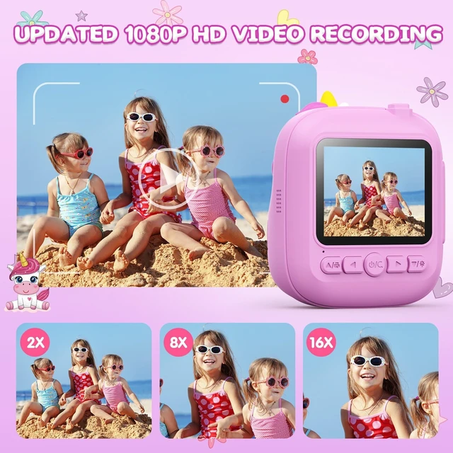 Alt view image 3 of 7 - Kids Instant Print Camera, 1080P HD Video & 2.4" Screen Toy Camera Includes 32GB Card & Print Paper, Inkless Print, 16X Zoom, Christmas Birthday Dinosaur Gifts for Boys Girls Age 3-12