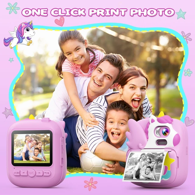 Alt view image 2 of 7 - Kids Instant Print Camera, 1080P HD Video & 2.4" Screen Toy Camera Includes 32GB Card & Print Paper, Inkless Print, 16X Zoom, Christmas Birthday Dinosaur Gifts for Boys Girls Age 3-12
