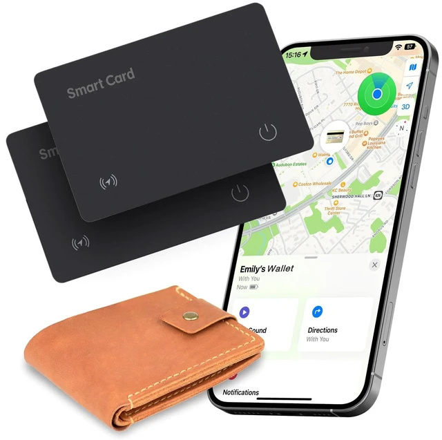 Main image of Wallet Tracker Card, Works with Apple Find My, Rechargeable, 2 Pack IP68 Waterproof Slim Tracking Cards For Wallets, Phones, Passports And Luggage Tags, Up To 5 Months Per Charge, iOS Only