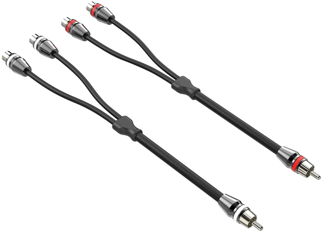 Main image of 1ft 2 Female to 1 Male RCA Y Adapter Splitter Cable (2 Pack) Nickel Plated Contcact Pin