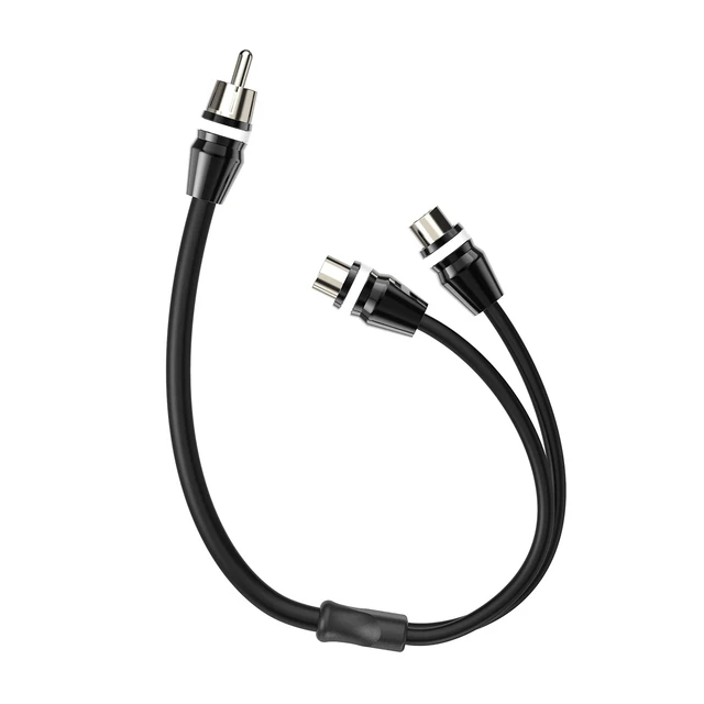 Alt view image 2 of 5 - 1ft 2 Female to 1 Male RCA Y Adapter Splitter Cable (2 Pack) Nickel Plated Contcact Pin