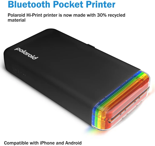 Alt view image 3 of 6 - Hi Print + 40 Photo Bundle, 2nd Generation Phone Printer, 2x3 Pocket Photo Printer, Portable Bluetooth Photo Printer for iPhone & Android Cleaning Cloth
