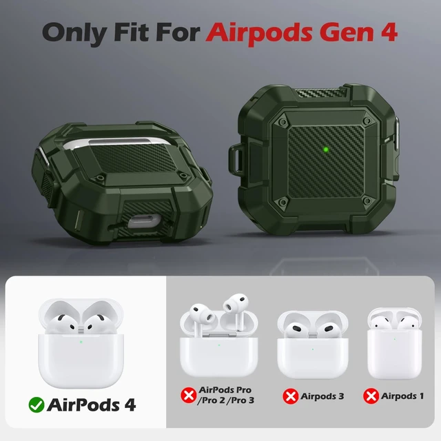 Alt view image 2 of 7 - for AirPods 5 & 4 Case (2026-2024),Dual Secure Lock Cover (Green) Compatible with Apple AirPods 5 &4 Case Cover with Keychain&Cleaner Kit,Full Body Shockproof Protective Case Hard Shell