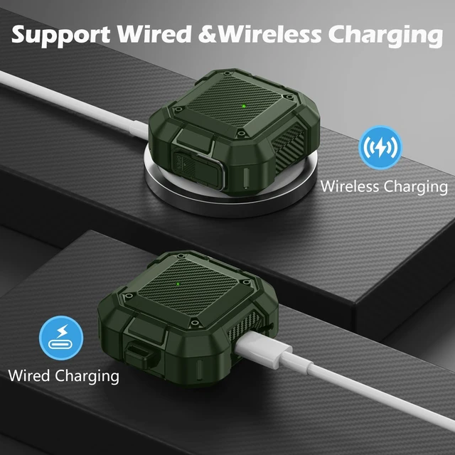 Alt view image 4 of 7 - for AirPods 5 & 4 Case (2026-2024),Dual Secure Lock Cover (Green) Compatible with Apple AirPods 5 &4 Case Cover with Keychain&Cleaner Kit,Full Body Shockproof Protective Case Hard Shell