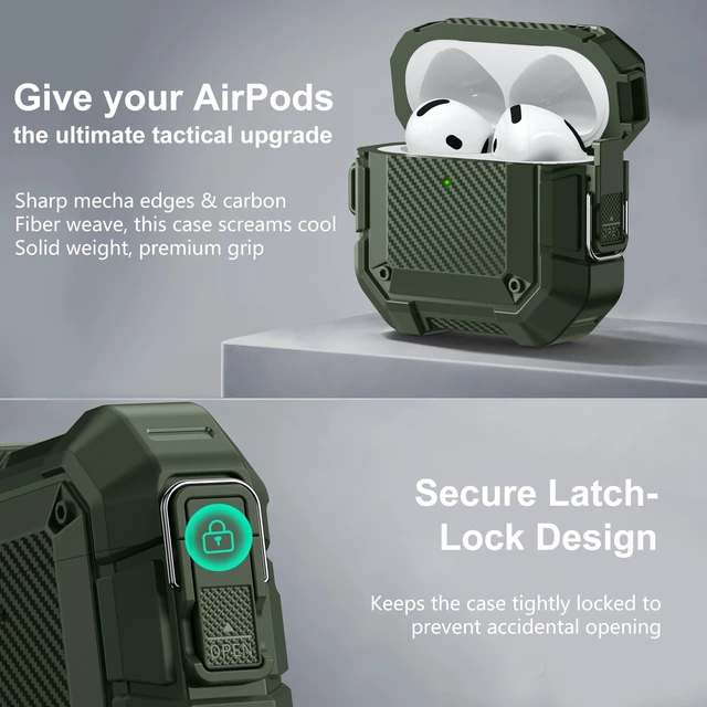Alt view image 6 of 7 - for AirPods 5 & 4 Case (2026-2024),Dual Secure Lock Cover (Green) Compatible with Apple AirPods 5 &4 Case Cover with Keychain&Cleaner Kit,Full Body Shockproof Protective Case Hard Shell