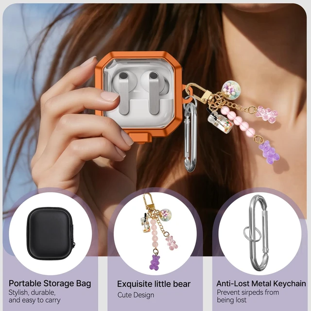 Alt view image 4 of 7 - Secure Lock for Galaxy Buds 4 Pro Case and Buds 4 Case Cover, Clear Soft TPU Case with Cleaner Kit and Keychain for Women Girly, Cute Cover for Samsung Galaxy Buds 4/4Pro 2026