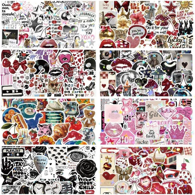 Main image of 600PCS Downtown Girl Stickers Pack,Y2K Holographic Waterproof Vinyl Stickers for Water Bottles Laptop Scrapbook Journal