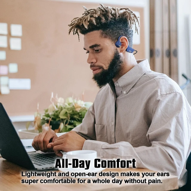Alt view image 3 of 7 - Bone Conduction Headphones Bluetooth Wireless Sport Earphones Built-in Mic Multipoint Connection Sweatproof Open Ear Headset for Running Cycling Driving Workouts