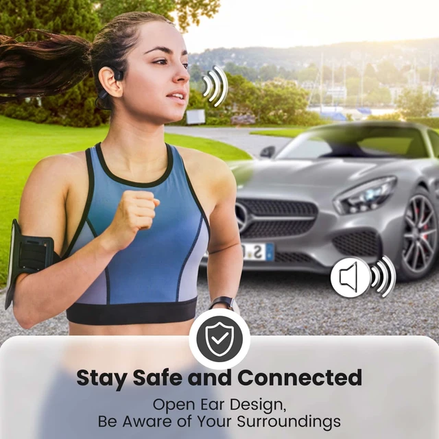 Alt view image 4 of 7 - Bone Conduction Headphones Bluetooth Open Ear Headphones with mic Wireless Muitipoint Connection IP65 Waterproof Sports Headsets for Running Cycling and Workouts