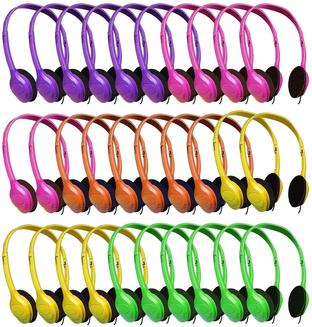 Main image of Bulk Headphones for Kids Multi Color 30 Pack For School Classroom, For Students Teen Boys Girls Adult