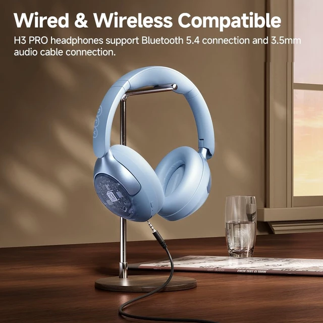 Alt view image 7 of 7 - H3 PRO Adaptive ANC Wireless Headphones Over Ear 50dB Active Active Noise Cancelling, LDAC Hi-Res Wireless Audio, 55H Playtime, Custom EQ via App, Multiple Modes