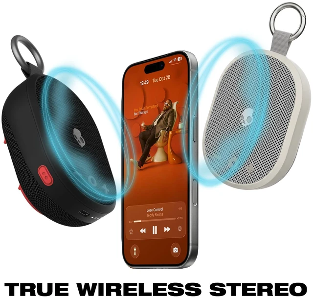 Alt view image 6 of 7 - Skullcandy Kilo 2 Wireless Bluetooth Speaker, IPX7, 24-Hour Battery Waterproof, True Wireless Stereo, Touch Controls, Punchy Bass, Carabiner and Strap Included, Rechargeable Battery
