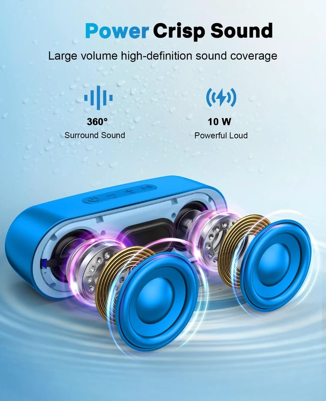 Alt view image 3 of 6 - Bluetooth Speakers, Waterproof Portable Speakers with TWS, 24 Playtime, Stereo Sound, Wireless for Home Shower Pool Beach Outdoor