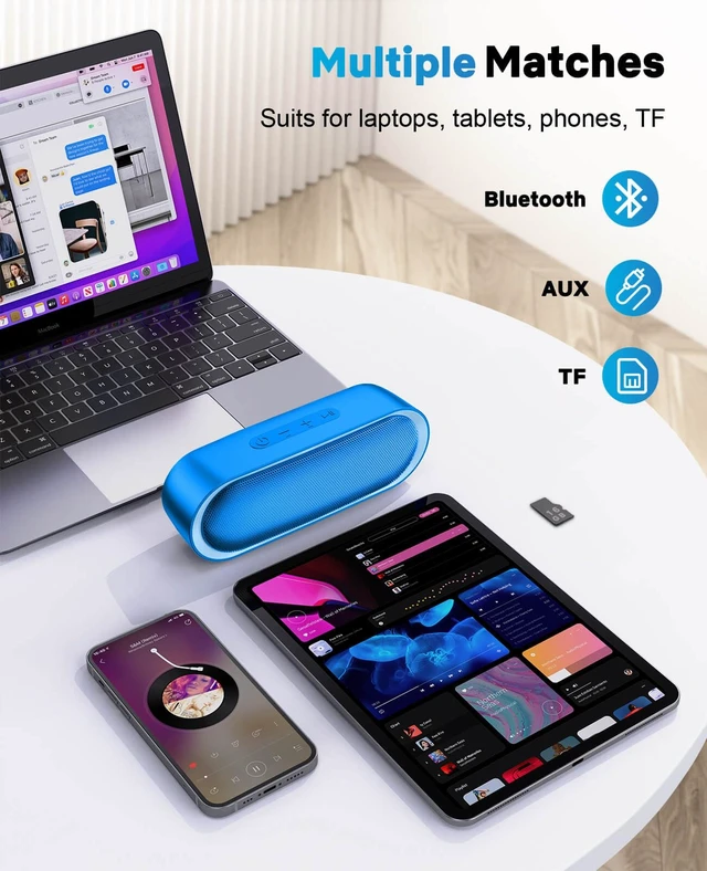 Alt view image 5 of 6 - Bluetooth Speakers, Waterproof Portable Speakers with TWS, 24 Playtime, Stereo Sound, Wireless for Home Shower Pool Beach Outdoor