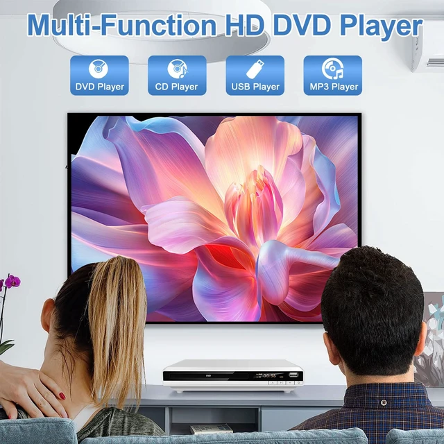 Alt view image 4 of 7 - DVD Player for TV, Region-Free DVD CD Player for Home with HDMI RCA Output USB Input, Plays All Regions and Multi-Format, 1080P HD DVD Player for Family Movies (Non-Blu-ray, White168)