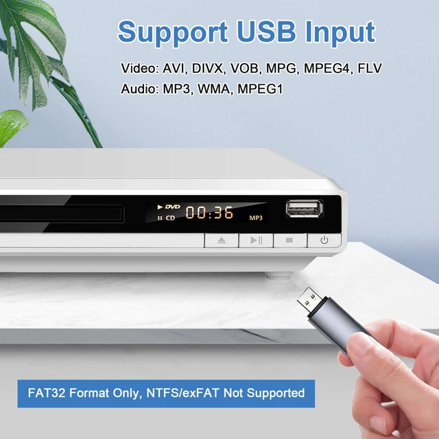 Alt view image 6 of 7 - DVD Player for TV, Region-Free DVD CD Player for Home with HDMI RCA Output USB Input, Plays All Regions and Multi-Format, 1080P HD DVD Player for Family Movies (Non-Blu-ray, White168)