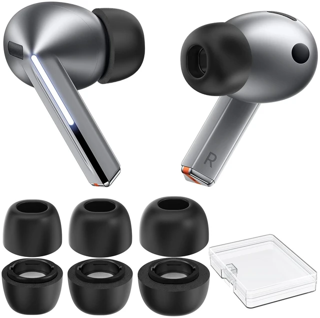 Main image of Memory Foam Earbud Tips for Samsung Galaxy Buds4 Pro/Buds3 Pro 3 Pairs S/M/L, Added Storage Box, Ultimate Comfort, Noise Canceling Memory Foam, Anti Slip, Secure Fit, Fits Charging Case