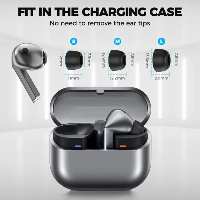 Alt view image 4 of 7 - Memory Foam Earbud Tips for Samsung Galaxy Buds4 Pro/Buds3 Pro 3 Pairs S/M/L, Added Storage Box, Ultimate Comfort, Noise Canceling Memory Foam, Anti Slip, Secure Fit, Fits Charging Case