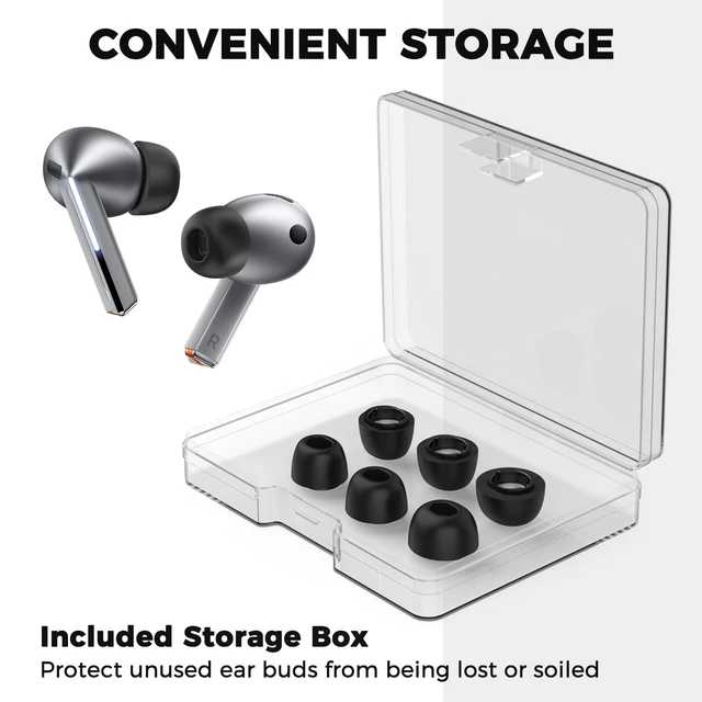 Alt view image 5 of 7 - Memory Foam Earbud Tips for Samsung Galaxy Buds4 Pro/Buds3 Pro 3 Pairs S/M/L, Added Storage Box, Ultimate Comfort, Noise Canceling Memory Foam, Anti Slip, Secure Fit, Fits Charging Case