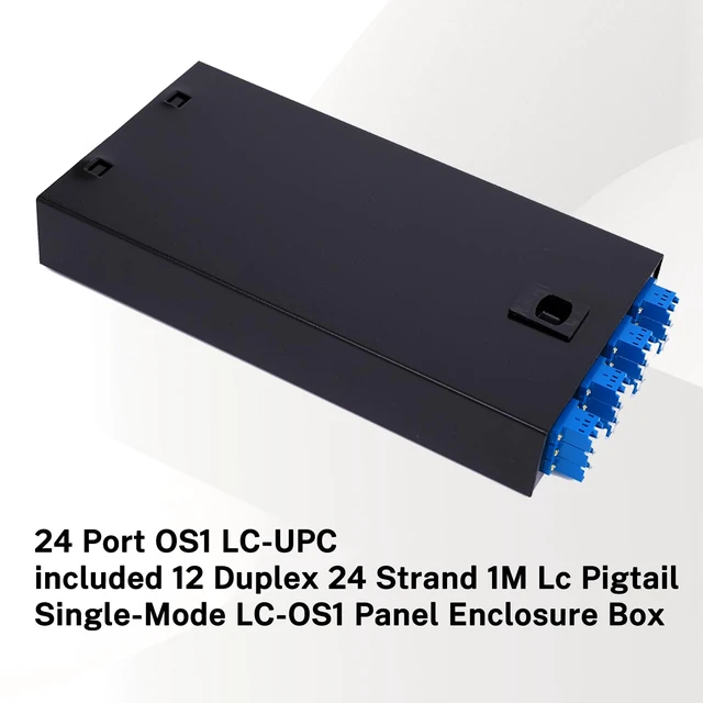 Alt view image 6 of 7 - Duplex Fiber Enclosure with 24 Port LC-OS1 Box, LC-OS1 Cables, Wall Mount, Includes 1m SM Pigtail, 12 Port LGX Panel