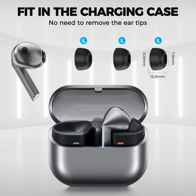 Alt view image 5 of 7 - Memory Foam Earbud Tips for Samsung Galaxy Buds4 Pro/Buds3 Pro 3 Pairs Large, Added Storage Box, Ultimate Comfort, Noise Canceling Memory Foam, Anti Slip, Secure Fit, Fits Charging Case