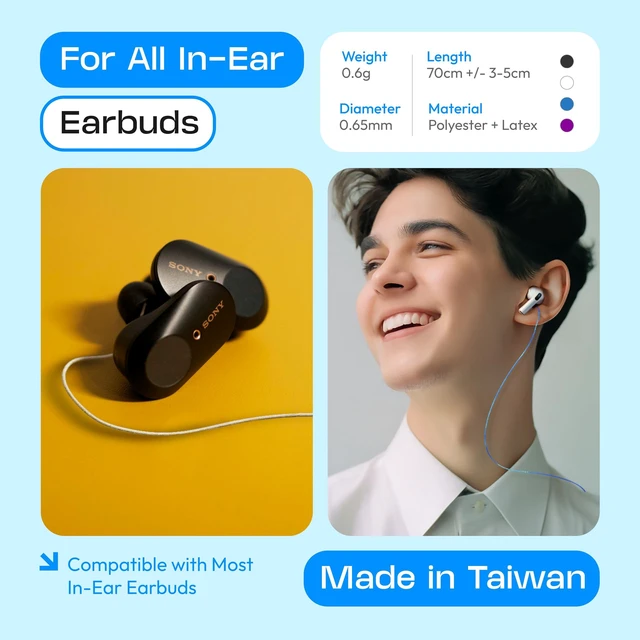 Alt view image 4 of 7 - Anti-Lost Strap for Airpod Pro, New Version Strap for Wireless in-Ear Earbuds with Ear Tips, Airpod Pro Lanyard - White (Compatible with Airpods Pro 1 2 3, Sony, Beats, Samsung, Bose)
