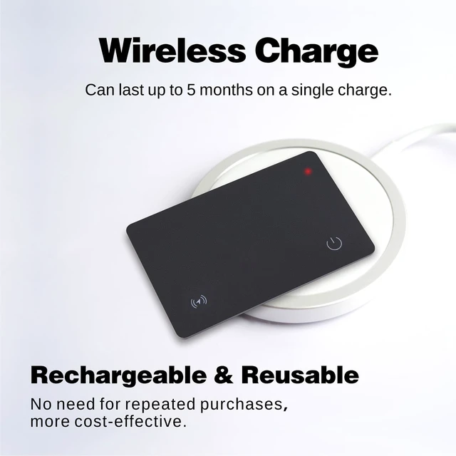 Alt view image 4 of 7 - Wallet Tracker Card, Works with Apple Find My, Rechargeable, 2 Pack IP68 Waterproof Slim Tracking Cards For Wallets, Phones, Passports And Luggage Tags, Up To 5 Months Per Charge, iOS Only