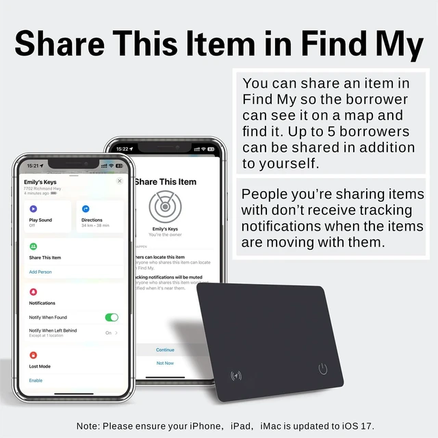 Alt view image 5 of 7 - Wallet Tracker Card, Works with Apple Find My, Rechargeable, 2 Pack IP68 Waterproof Slim Tracking Cards For Wallets, Phones, Passports And Luggage Tags, Up To 5 Months Per Charge, iOS Only