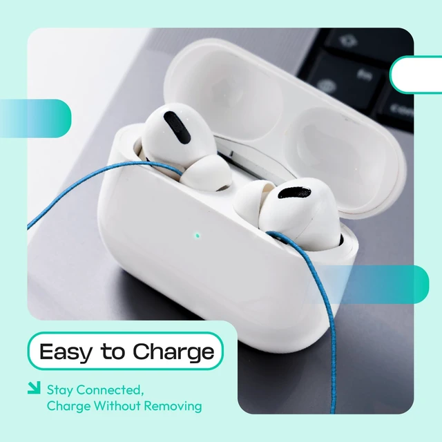 Alt view image 3 of 7 - Anti-Lost Airpod Pro Strap, New Version Strap for Wireless in-Ear Earbuds with Ear Tips, Airpod Pro Lanyard - Blue (Compatible with Airpods Pro 1 2 3, Sony, Beats, Samsung, Bose)