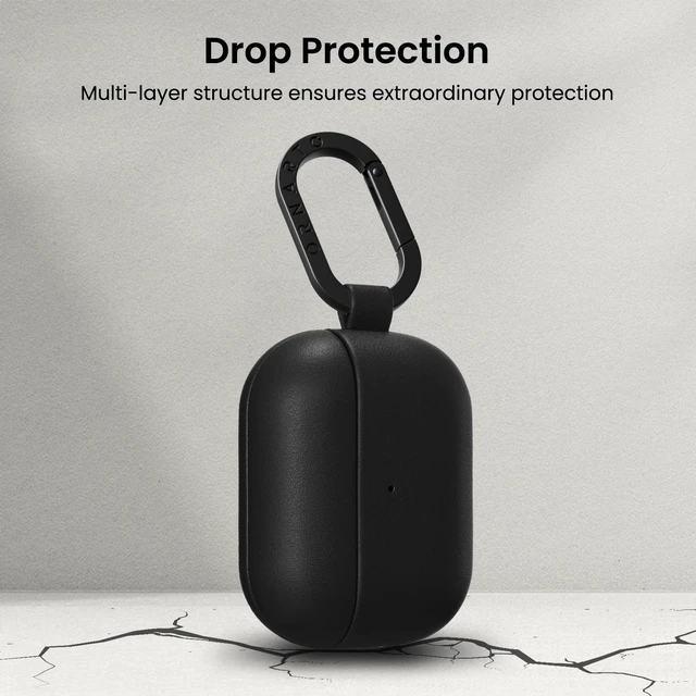 Alt view image 5 of 7 - for AirPods Pro 3 Case, Vegan Leather Cover, Midnight Black Leather Vegan Leather Cover, Front LED Visible, Wireless Charging, Anti-Scratch, Soft Touch, Metal Carabiner
