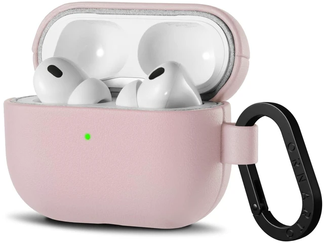 Main image of for AirPods Pro 3 Case, Vegan Leather Cover, Blush Pink Vegan Leather Cover, Front LED Visible, Wireless Charging, Anti-Scratch, Soft Touch, Metal Carabiner