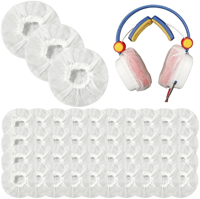 Main image of 600 Pack Disposable Headphone Covers White Non-Woven Headset Ear Covers Sweat Proof Sanitary Earphone Cushion Protectors for Over-Ear Headphones (8-11cm) Gym Salon Call Center School Office