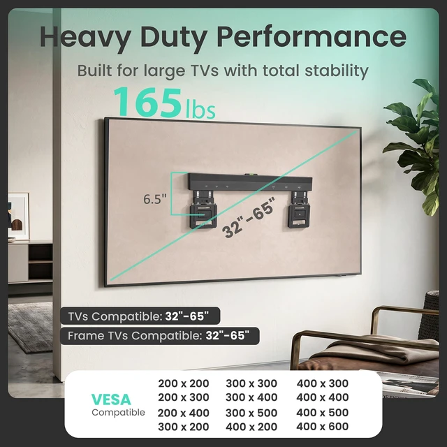 Alt view image 2 of 7 - Ultra Slim TV Wall Mount for 32-65" TVs, Frame Compatible Micro gap 0.37in low profile flush mount, fits most TVs and great alternative for Frame TVs, max VESA 400x600, Max 165 lbs