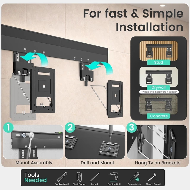 Alt view image 7 of 7 - Ultra Slim TV Wall Mount for 32-65" TVs, Frame Compatible Micro gap 0.37in low profile flush mount, fits most TVs and great alternative for Frame TVs, max VESA 400x600, Max 165 lbs
