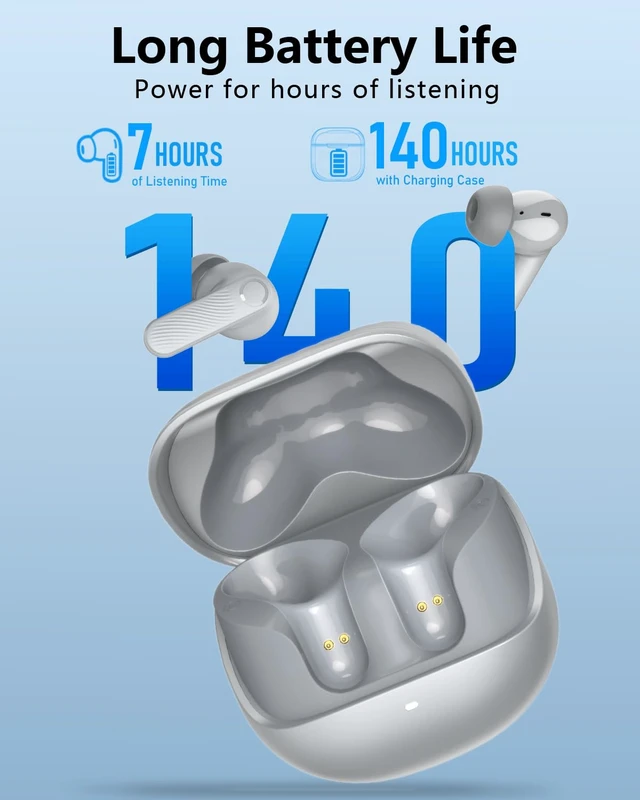 Alt view image 3 of 7 - Wireless Earbuds with Active Noise Cancelling,140-Hour Long Battery Life Bluetooth 5.4 Ear Buds,Multi-Device Pairing,Enhanced Clear Call,Deep Bass Stereo Headphone,in-Ear Earphones