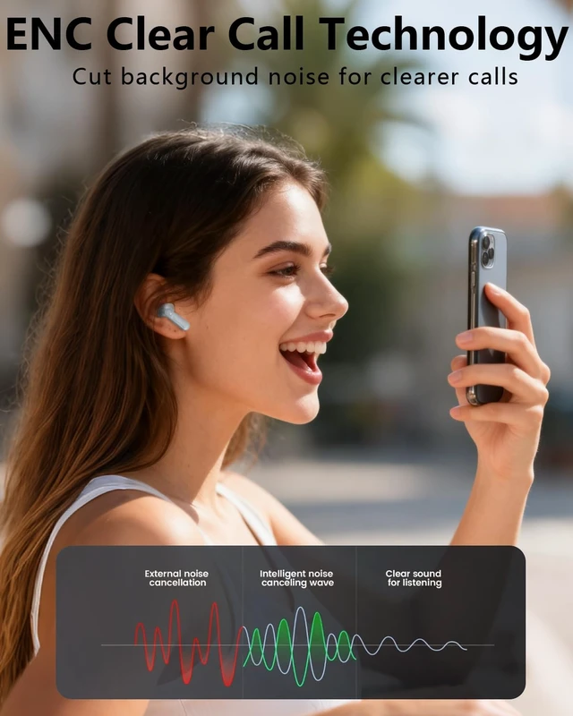 Alt view image 4 of 7 - Wireless Earbuds with Active Noise Cancelling,140-Hour Long Battery Life Bluetooth 5.4 Ear Buds,Multi-Device Pairing,Enhanced Clear Call,Deep Bass Stereo Headphone,in-Ear Earphones