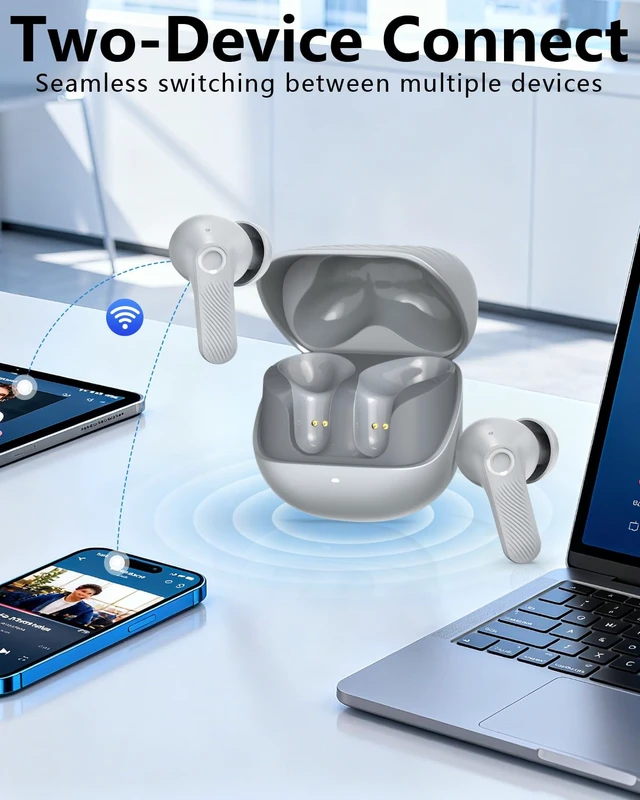 Alt view image 5 of 7 - Wireless Earbuds with Active Noise Cancelling,140-Hour Long Battery Life Bluetooth 5.4 Ear Buds,Multi-Device Pairing,Enhanced Clear Call,Deep Bass Stereo Headphone,in-Ear Earphones
