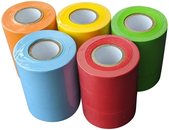 Main image of Lab Labeling Tape, 1 in x 500 in, 15 Rolls, Assorted Colors Made in USA, 1 in diameter cores, Color Coding and Marking, 3 Rolls of Each Color, Red Orange Yellow Green Blue