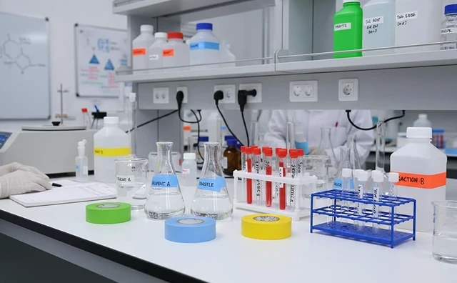 Alt view image 6 of 7 - Lab Labeling Tape, 1 in x 500 in, 15 Rolls, Assorted Colors Made in USA, 1 in diameter cores, Color Coding and Marking, 3 Rolls of Each Color, Red Orange Yellow Green Blue