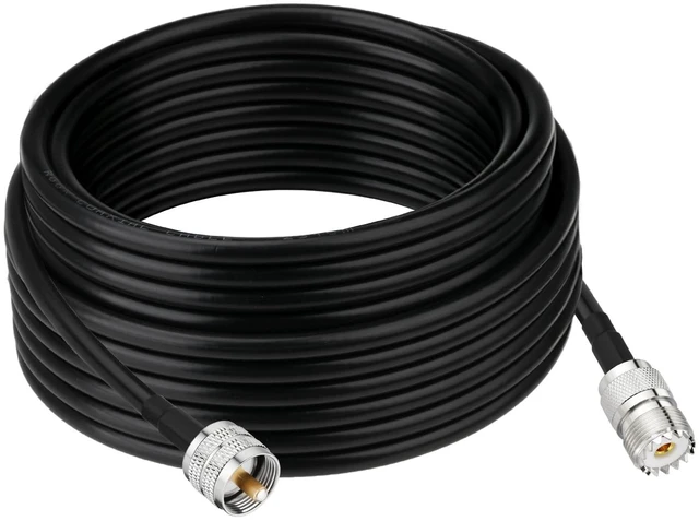 Alt view image 6 of 6 - PL-259 UHF CB Coax Cable 30FT, RG8x PL-259 UHF Male to Female Low Loss Antenna Extension Jumper for HAM Radio, Antenna Analyzer, Dummy Load, SWR Meter