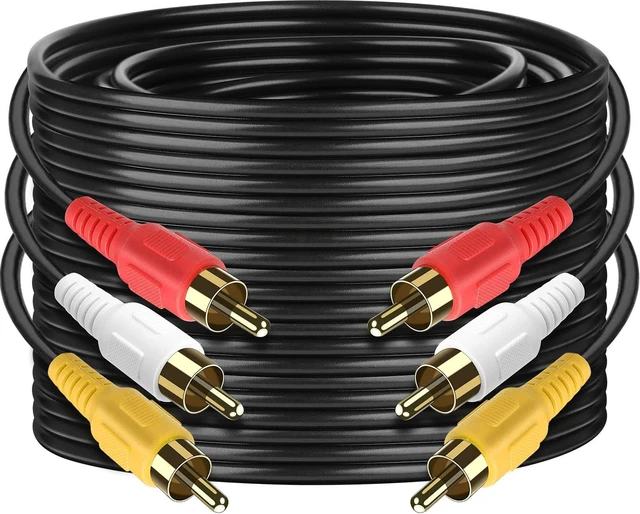 Main image of 3 RCA Cable Audio Video Composite Male to Male DVD Cable (25 Feet)
