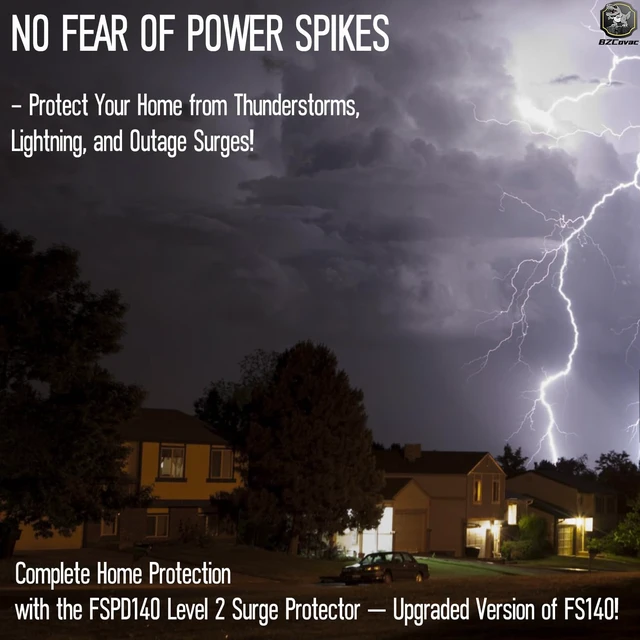 Alt view image 2 of 7 - FSPD140 Level 2 Whole House Surge Protection Device - 140,000A Rated for EV Charging, Storm Zones, and Grid Surges, Upgraded Replacement for Siemens FS140, Includes Wiring & Locknut