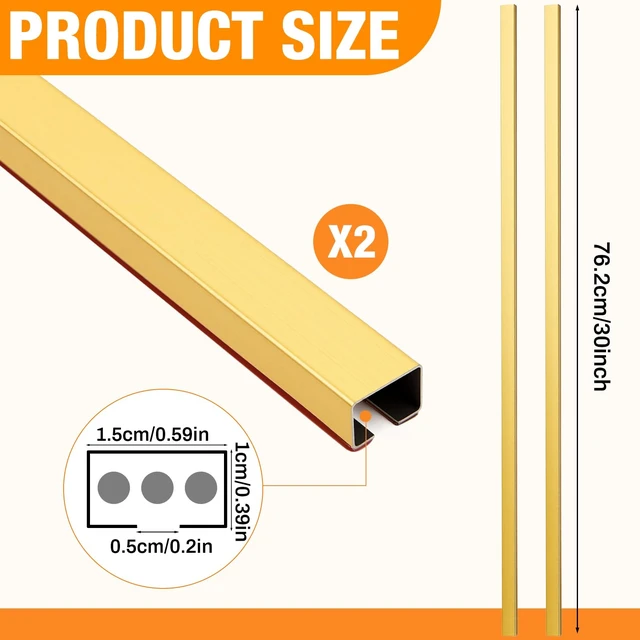 Alt view image 2 of 6 - 2 Pack 30" Long Metal Cord Cover Self-Adhesive Brushed Lamp Cable Raceway Wire Hider for Wall Cable Home Office Kitchen(Gold)