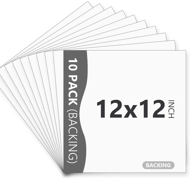 Main image of 10 Pack White Backing Board, 12x12 Uncut Picture Frame Mat Boards Acid Free Matte Backerboards for Pictures, Photos, and Prints