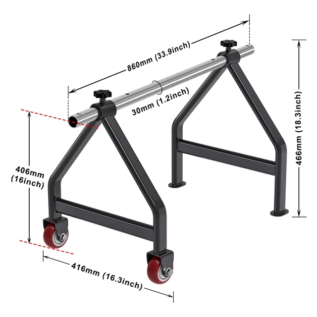 Alt view image 7 of 7 - Wire Spool Rack with 1.2"Rod for up to 28" Spools, Black Fully Welded, Portable Cable Caddy with Wheels for Smooth Cable Dispensing on Job Sites, 220 lbs Capacity