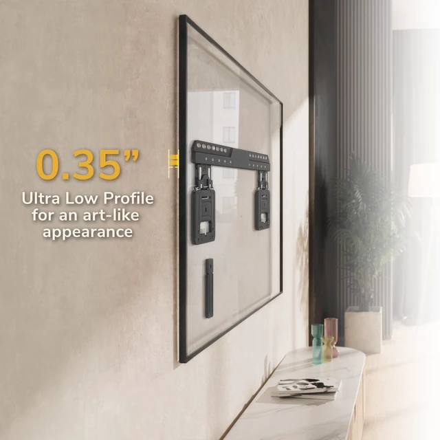 Alt view image 2 of 7 - Ultra-Slim Fixed TV Wall Mount, 0.35" Micro-Gap Low Profile, Fits Flat & Frame TVs 3786", 165 lbs, VESA 200x200600x600mm, Compatible with 16" & 24" Studs, Magnetic Flush Fit