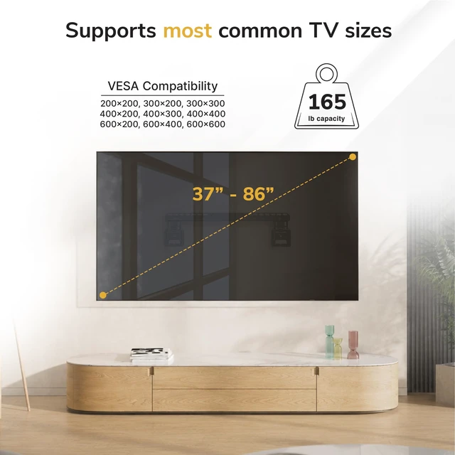 Alt view image 3 of 7 - Ultra-Slim Fixed TV Wall Mount, 0.35" Micro-Gap Low Profile, Fits Flat & Frame TVs 3786", 165 lbs, VESA 200x200600x600mm, Compatible with 16" & 24" Studs, Magnetic Flush Fit