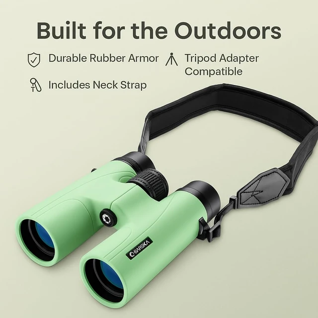 Alt view image 3 of 7 - Crush 10x42 Binoculars Lightweight, Compact & Shockproof Design in Bright Colors for Hiking, Travel, Concerts, Sports, Great Gift Idea Case & Strap Included