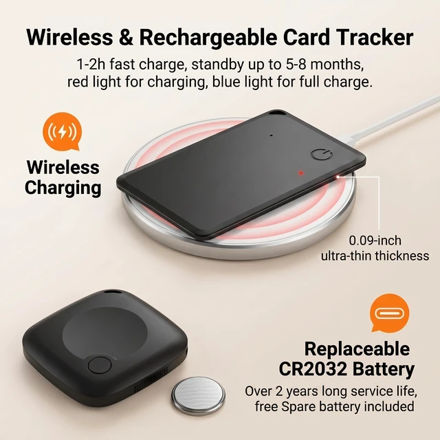 Alt view image 3 of 6 - 2 Pack Smart Tags Wallet Tracker Card MFi Certified for Find My (iOS Only) Wireless Charging Ultra Slim Air Tracking Card Replaceable Batery Bluetooth Key Finder for Passort Kid Pet Luggage Waterproof