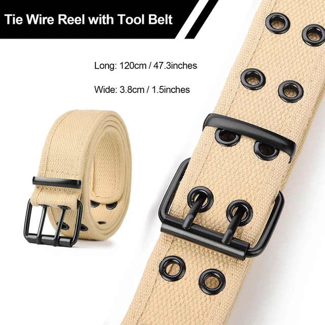 Alt view image 5 of 7 - Tie Wire Reel Kit, Aluminum Rewindable Dispenser with Khaki Work Belt Compatible with 12-18 Gauge Wire, Ambidextrous Design for Left or Right-Handed Use, Ideal for Rebar Tying and Construction